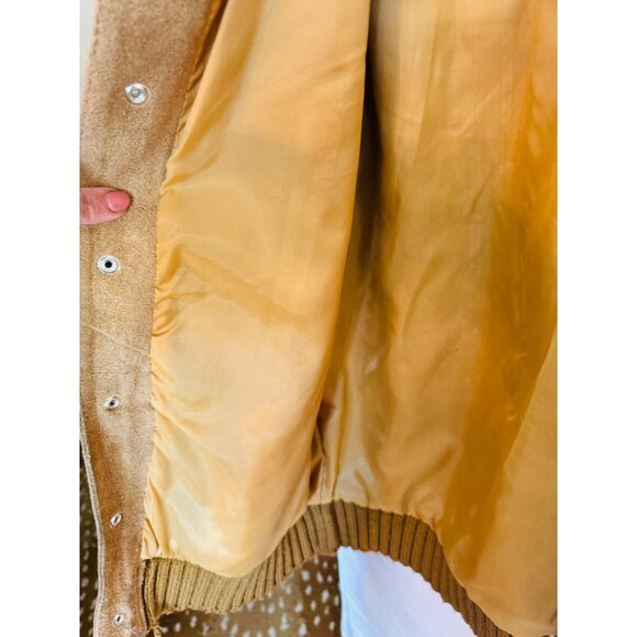 Vintage Altman Of Dallas Suede Knit Jacket 46 (XL) Beige Wool Blend Chore Coat - Picture 12 of 12